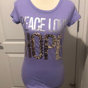 Victoria Secret Pink purple PEACE, LOVE, HOPE